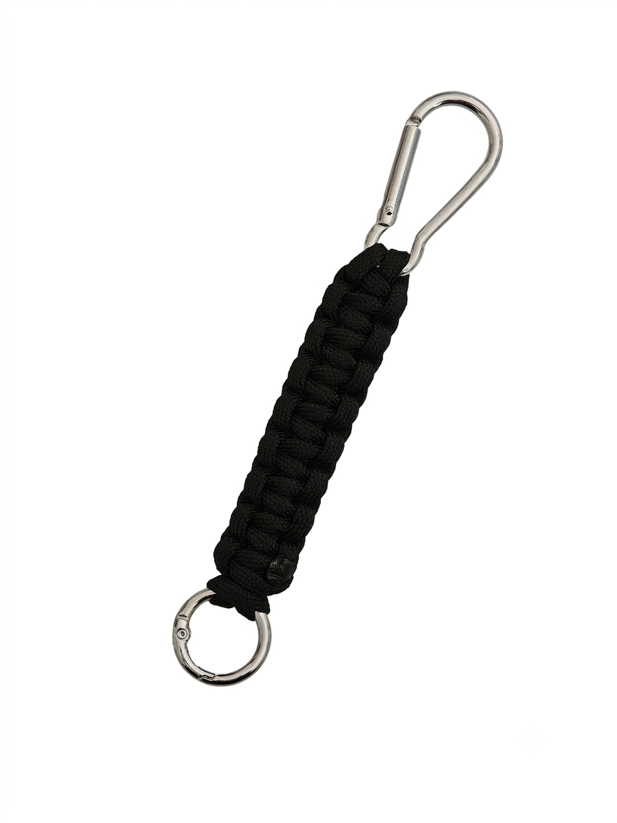 Schwarzer HERNES Paracord Schlüsselanhänger mit Karabiner und Schlüsselring