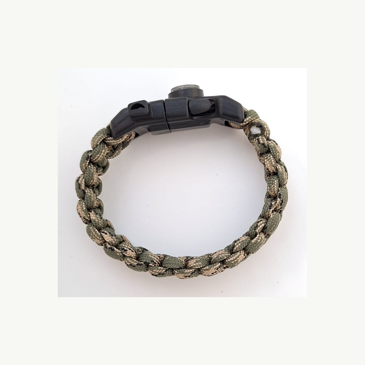 HERNES Paracord-Armband in Beige und Khaki mit Kompass und Signalpfeife