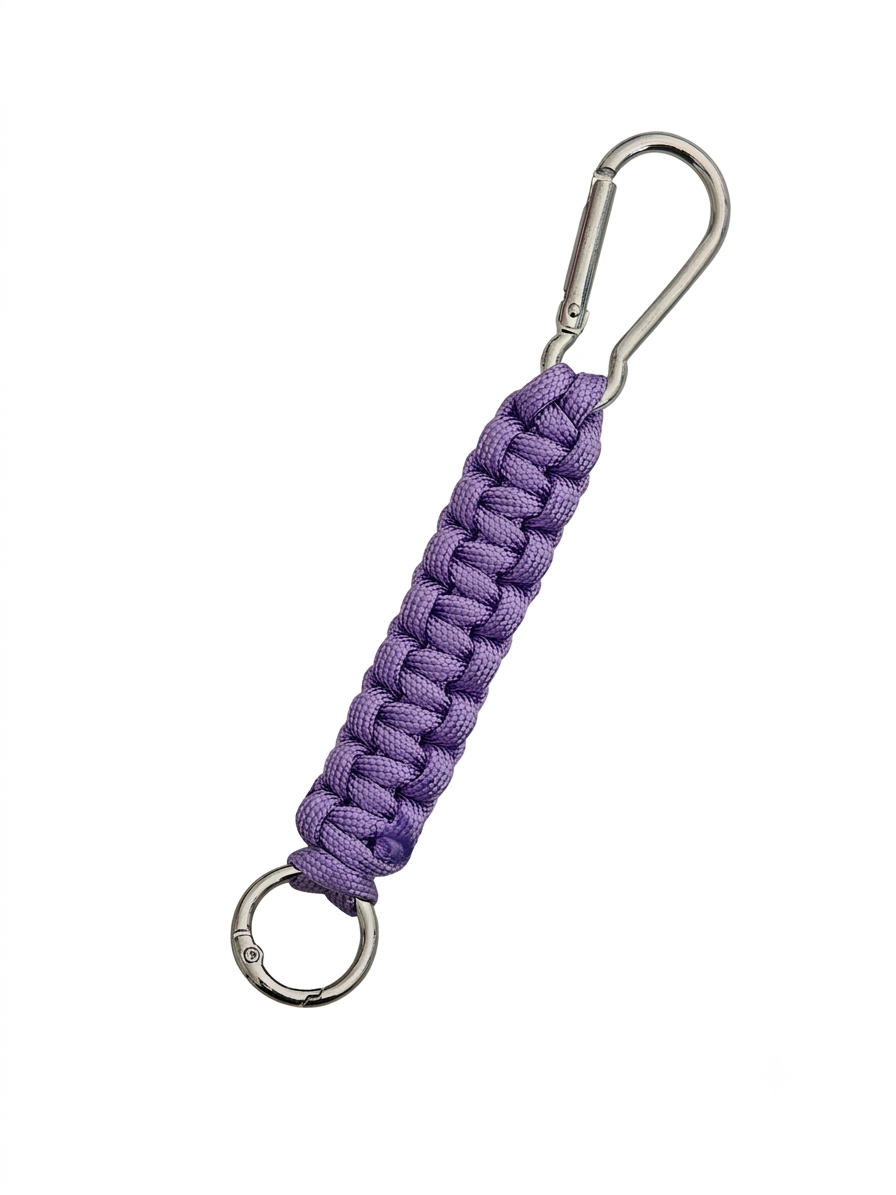 Lila HERNES Paracord Schlüsselanhänger mit Karabiner und Schlüsselring