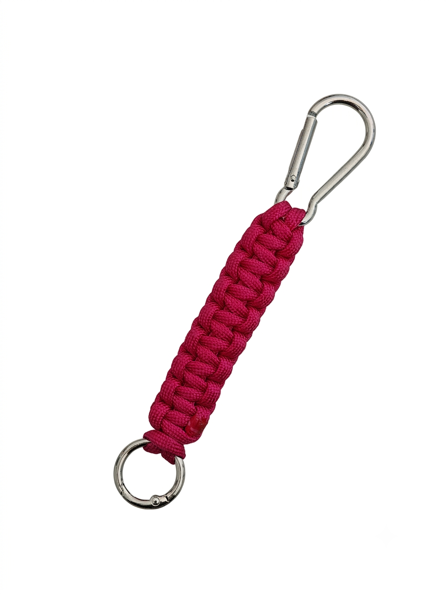 Rosa HERNES Paracord Schlüsselanhänger mit Karabiner und Schlüsselring