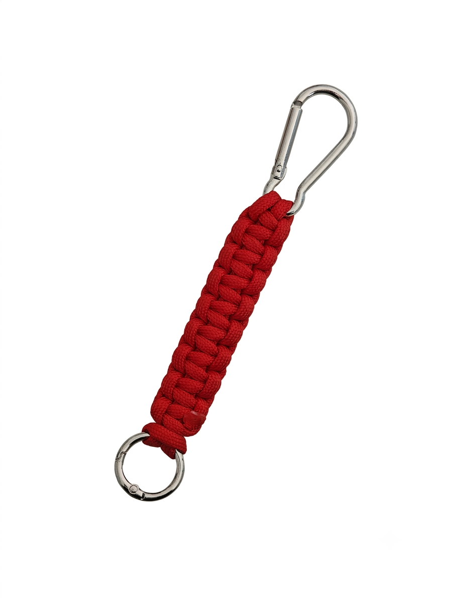 Roter HERNES Paracord Schlüsselanhänger mit Karabiner und Schlüsselring
